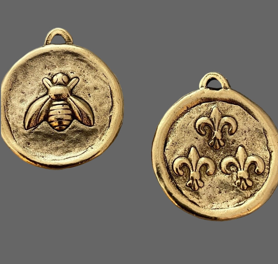 Bee, Small Coin Pendant Silver & Gold